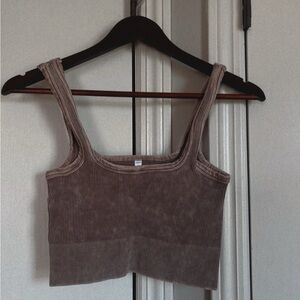 Ribbed Brown Crop Top